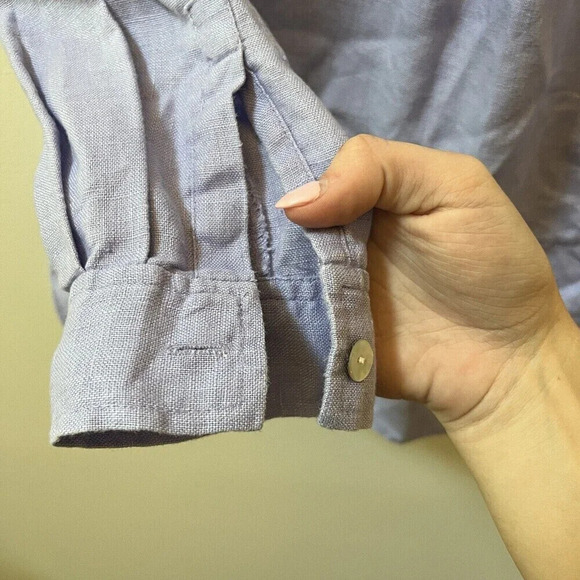 Vtg Chico’s Women’s Lilac Linen Top S 4 Long Sleeve Tunic Collared Blouse Purple - Picture 8 of 9